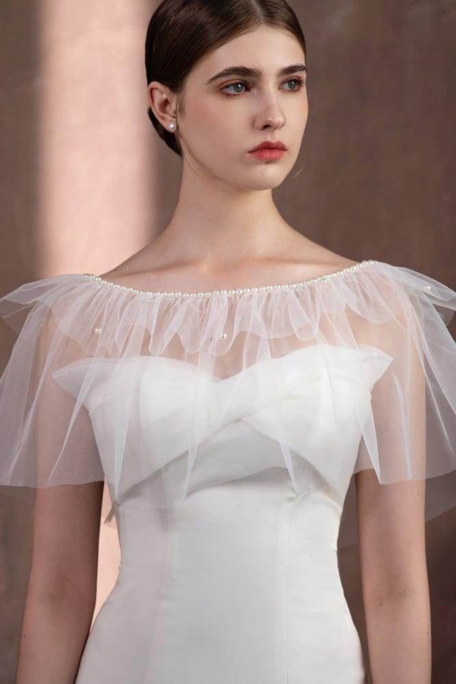 Tulle Shawl with Beading CJ0116 - COCOMELODY