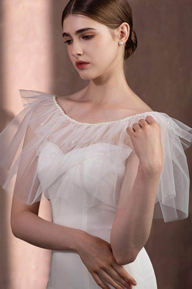 Tulle Shawl with Beading CJ0116 - COCOMELODY