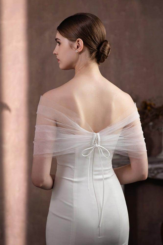 Tulle Shawl with Appliques Lace CJ0118 - COCOMELODY