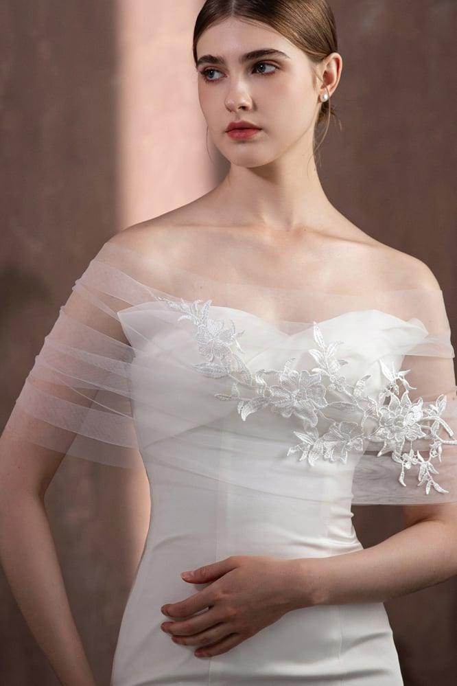 Tulle Shawl with Appliques Lace CJ0118 - COCOMELODY