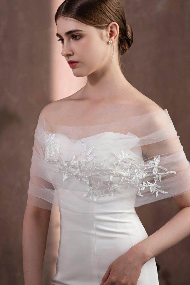 Tulle Shawl with Appliques Lace CJ0118 - COCOMELODY