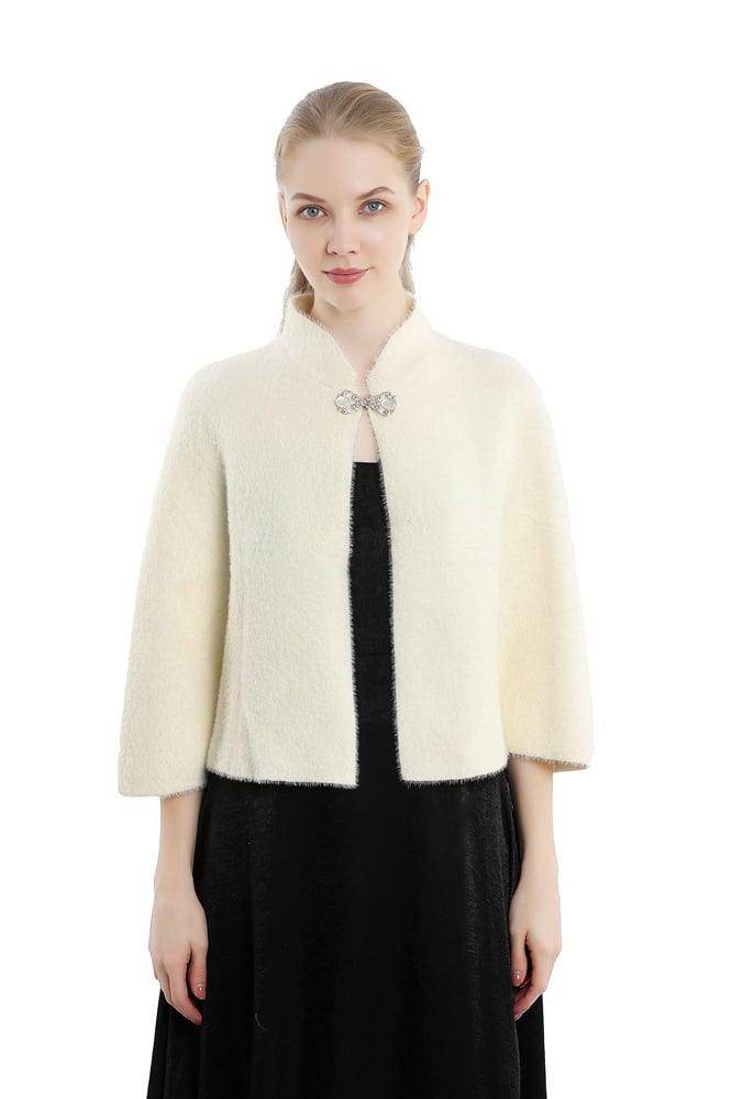 Faux Fur Shawl with Clasp CJ0121 - COCOMELODY