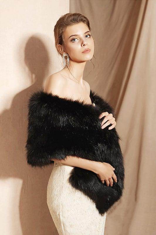 Faux Fur Shawl with CJ0124 - COCOMELODY