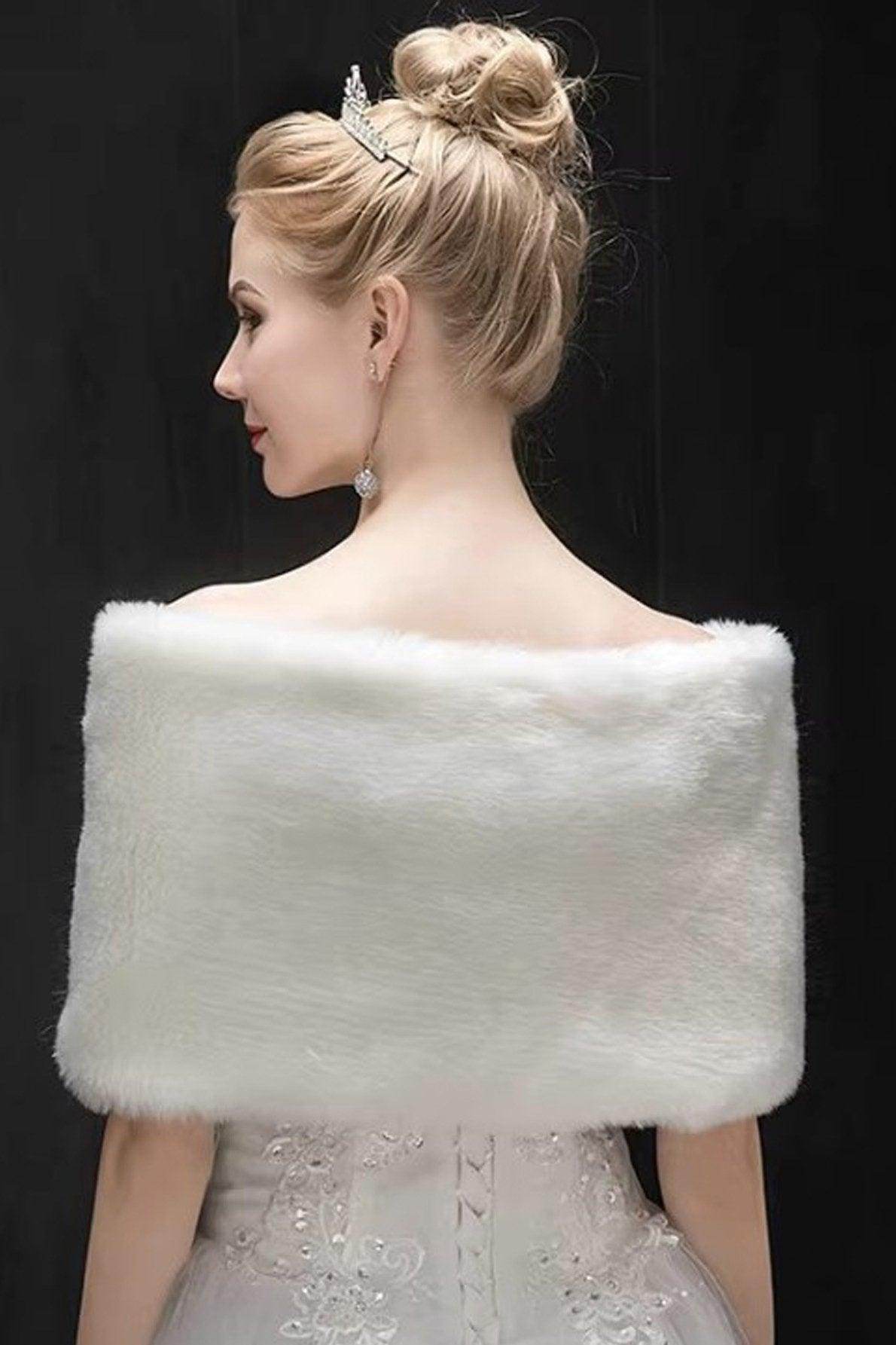 Faux Fur Shawl with Clasp CJ0126 - COCOMELODY