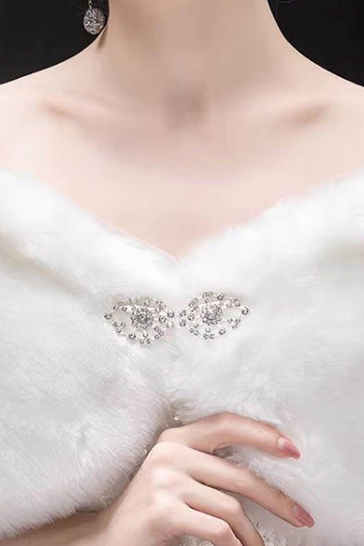 Faux Fur Shawl with Clasp CJ0126 - COCOMELODY