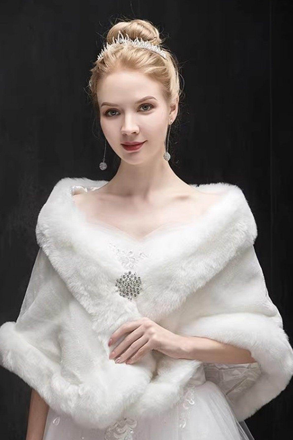 Faux Fur Shawl with Clasp CJ0129 - COCOMELODY