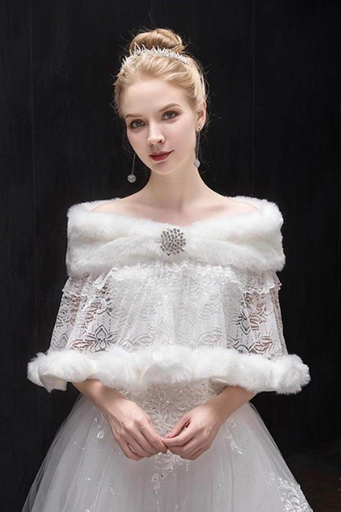 Faux Fur Shawl with Clasp CJ0133 - COCOMELODY