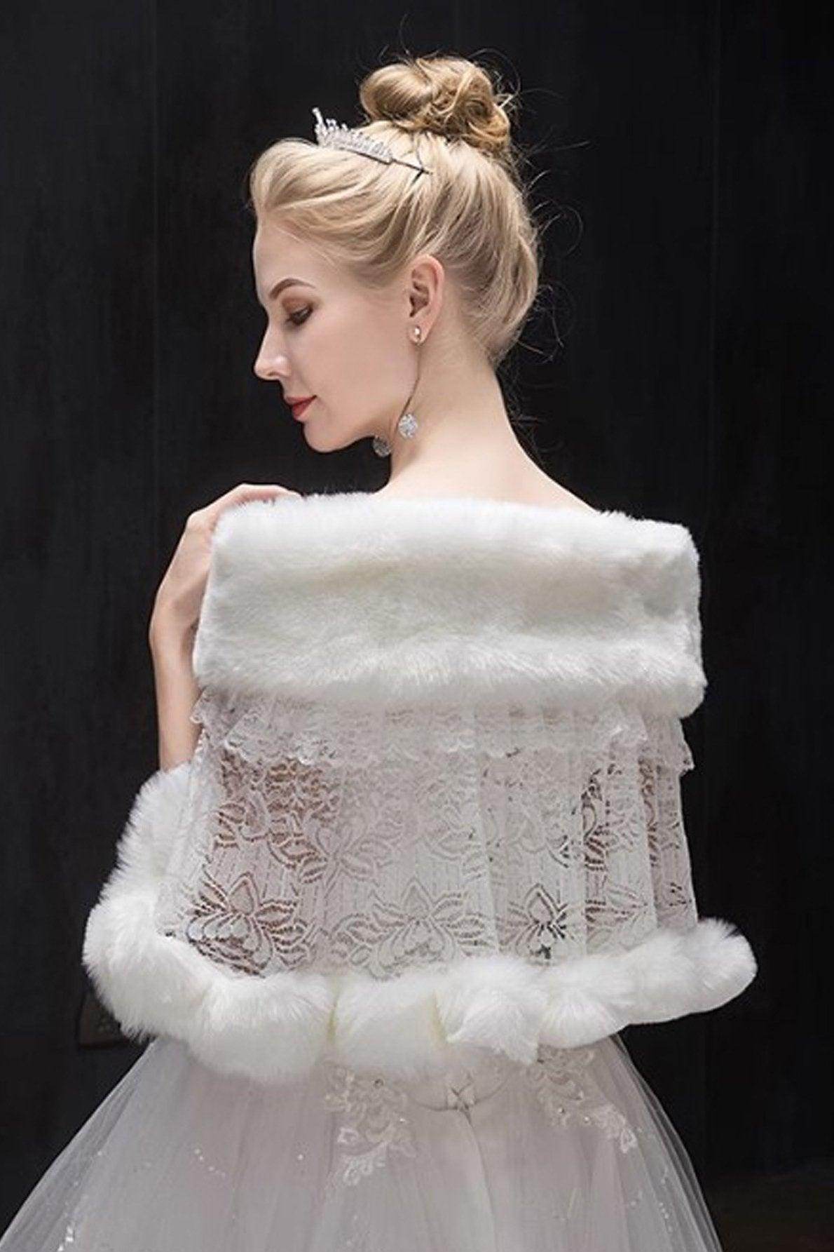 Faux Fur Shawl with Clasp CJ0133 - COCOMELODY