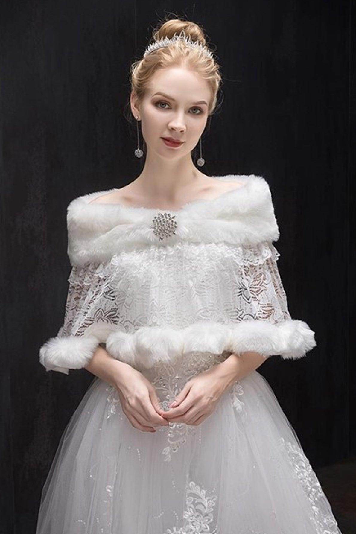 Faux Fur Shawl with Clasp CJ0133 - COCOMELODY