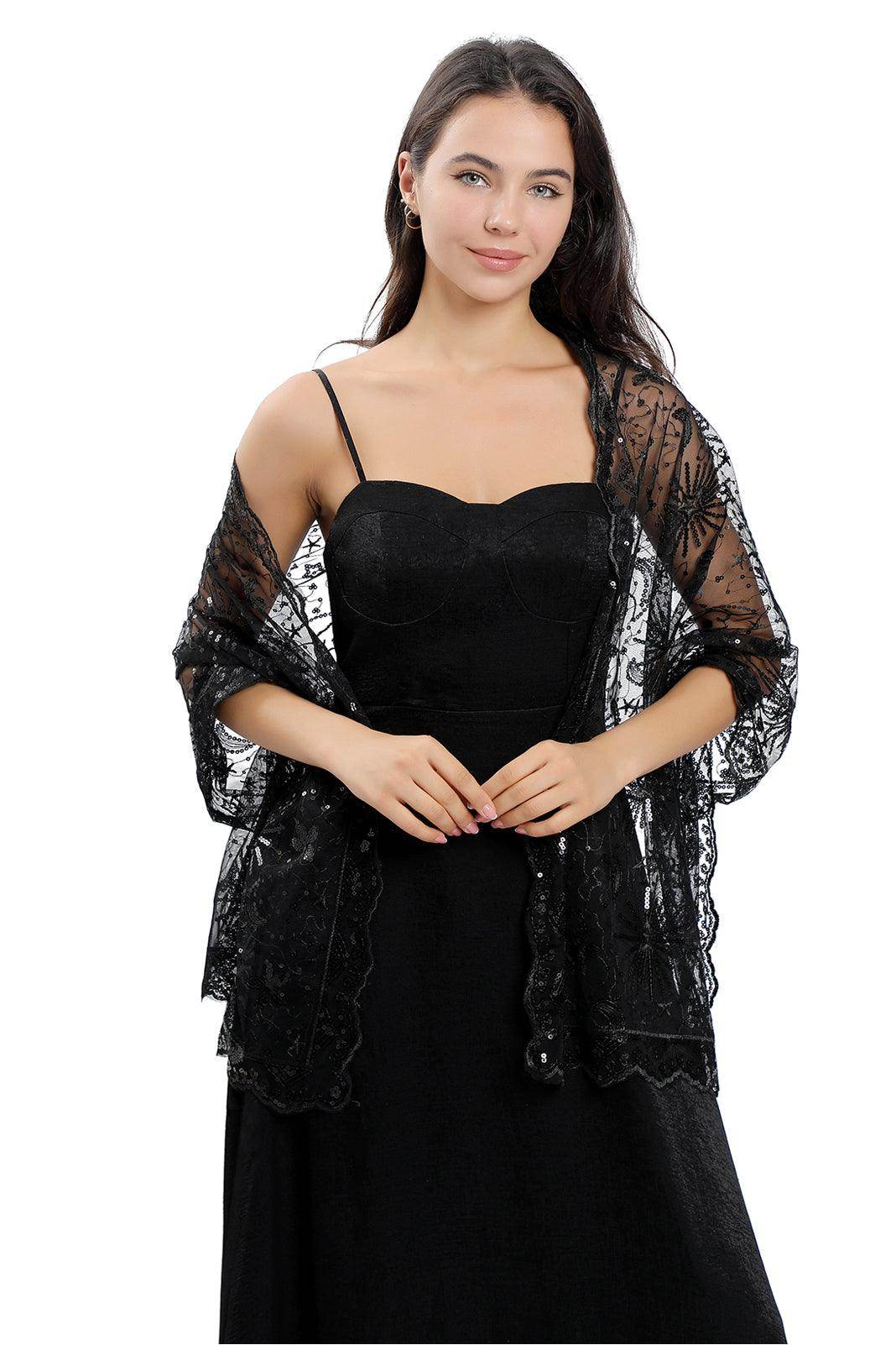 Lace Shawl with Sequined CJ0137 - COCOMELODY