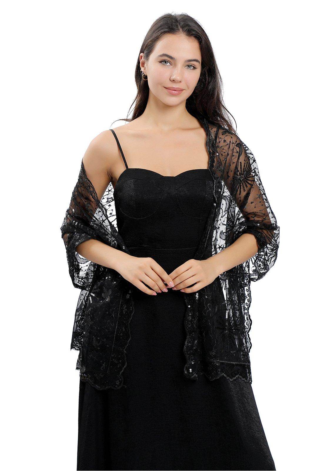 Lace Shawl with Sequined CJ0137 - COCOMELODY