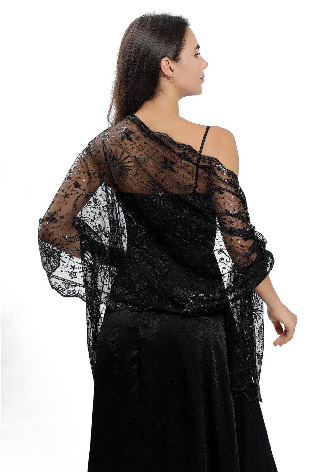 Lace Shawl with Sequined CJ0137 - COCOMELODY