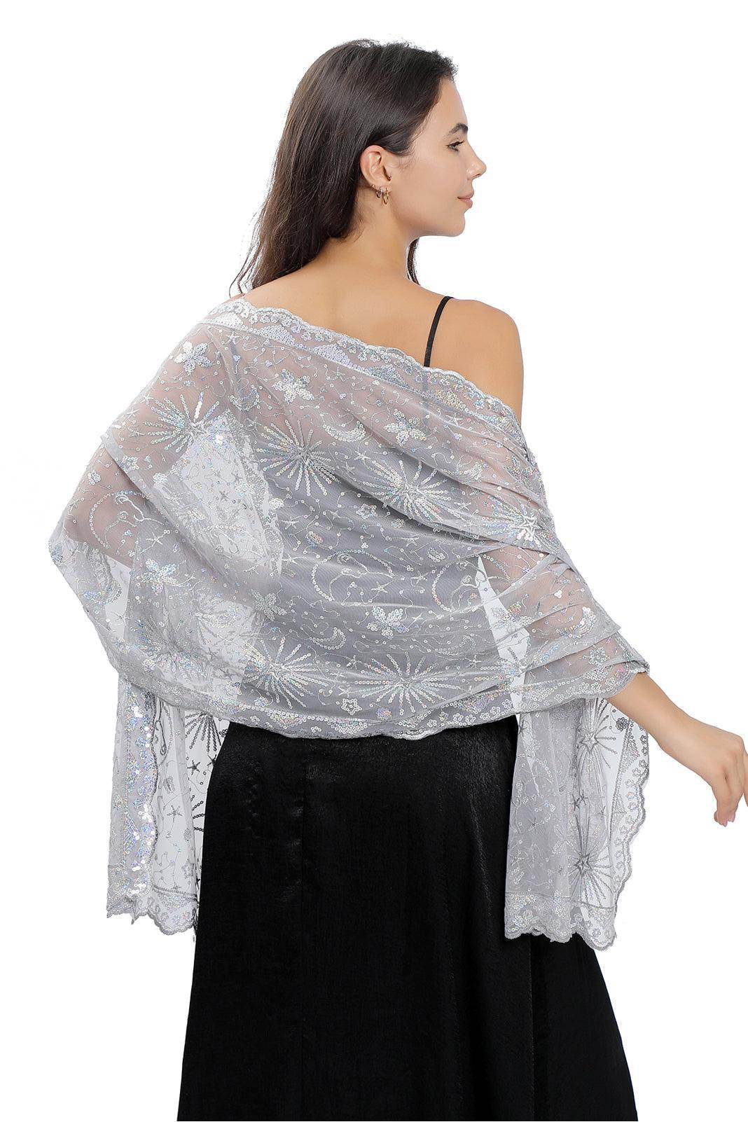 Lace Shawl with Sequined CJ0137 - COCOMELODY