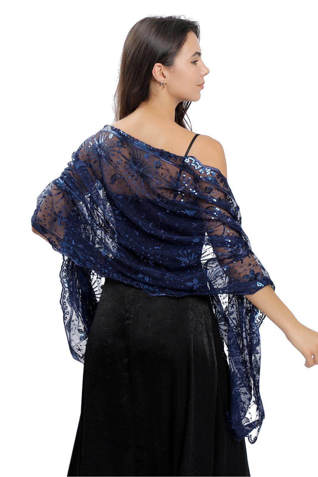 Lace Shawl with Sequined CJ0137 - COCOMELODY