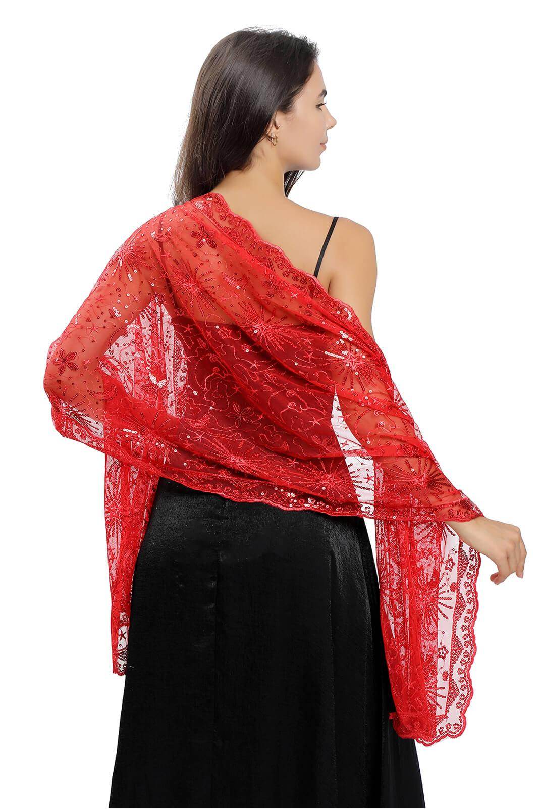 Lace Shawl with Sequined CJ0137 - COCOMELODY