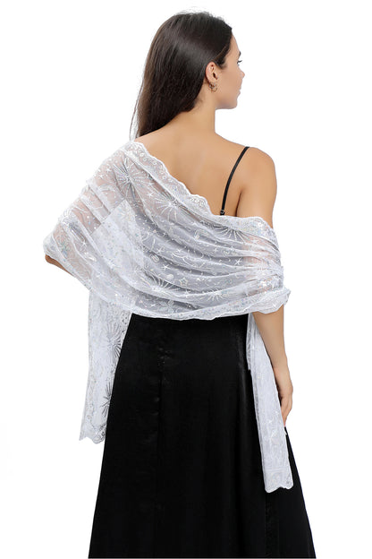 Lace Shawl with Sequined CJ0137