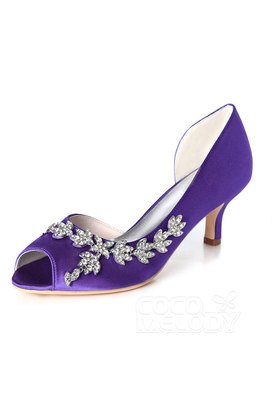 Low Heel Silk-Like Peep Toe Dress Shoes CK0061