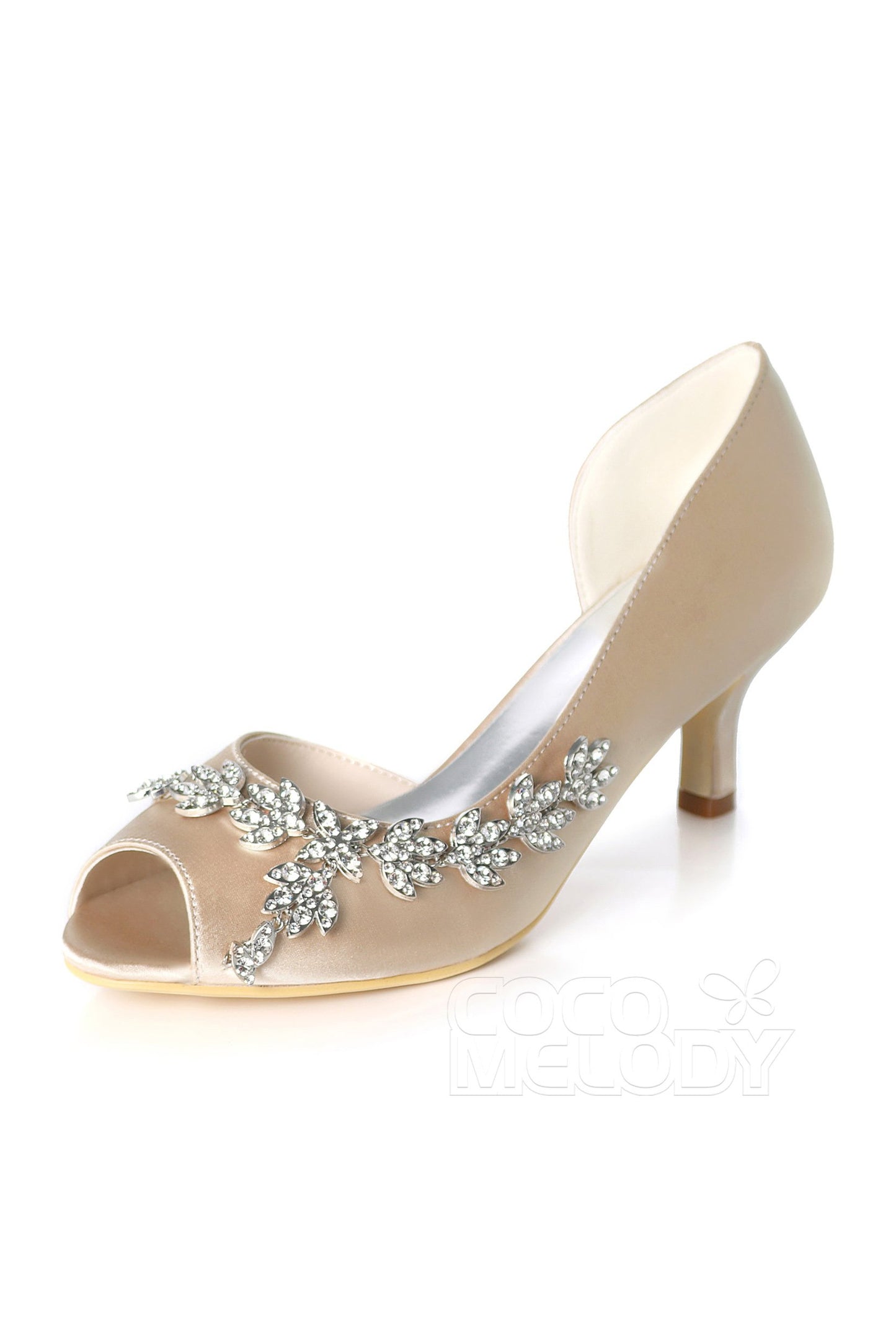 Low Heel Silk-Like Peep Toe Dress Shoes CK0061