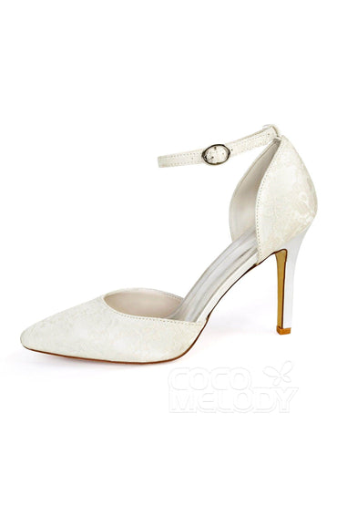 Stiletto Heel Lace Heels Bridal Shoes CK0068 - COCOMELODY
