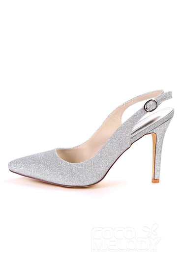Stiletto Heel Sparkling Sling Back Dress shoes CK0070 - COCOMELODY