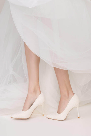 Stiletto Heel Lace Pointed Toe Bridal Shoes CK0102 - COCOMELODY