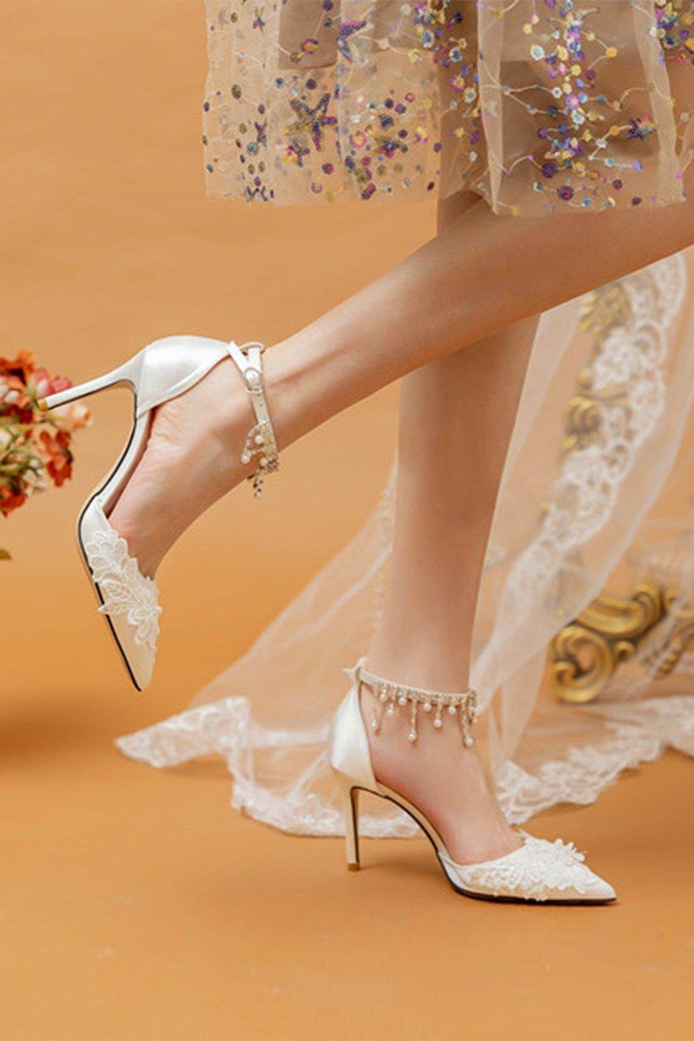Stiletto Heel 9cm Satin Heels Bridal Shoes CK0110 - COCOMELODY