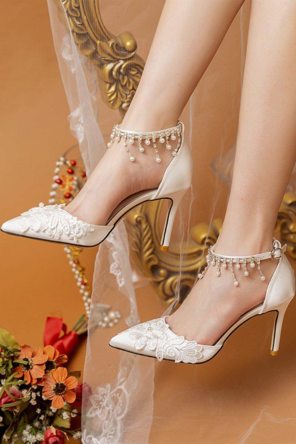 Stiletto Heel 9cm Satin Heels Bridal Shoes CK0110 - COCOMELODY