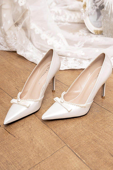 Stiletto Heel 9cm Satin Heels Bridal Shoes CK0112 - COCOMELODY