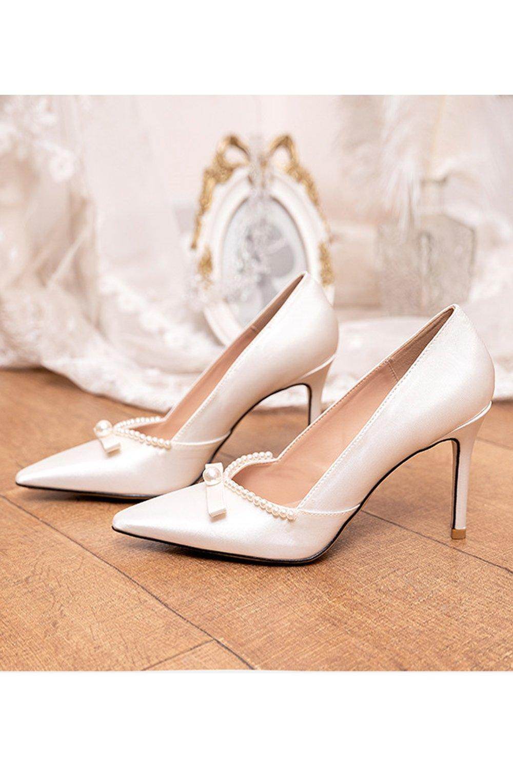 Stiletto Heel 9cm Satin Heels Bridal Shoes CK0112 - COCOMELODY