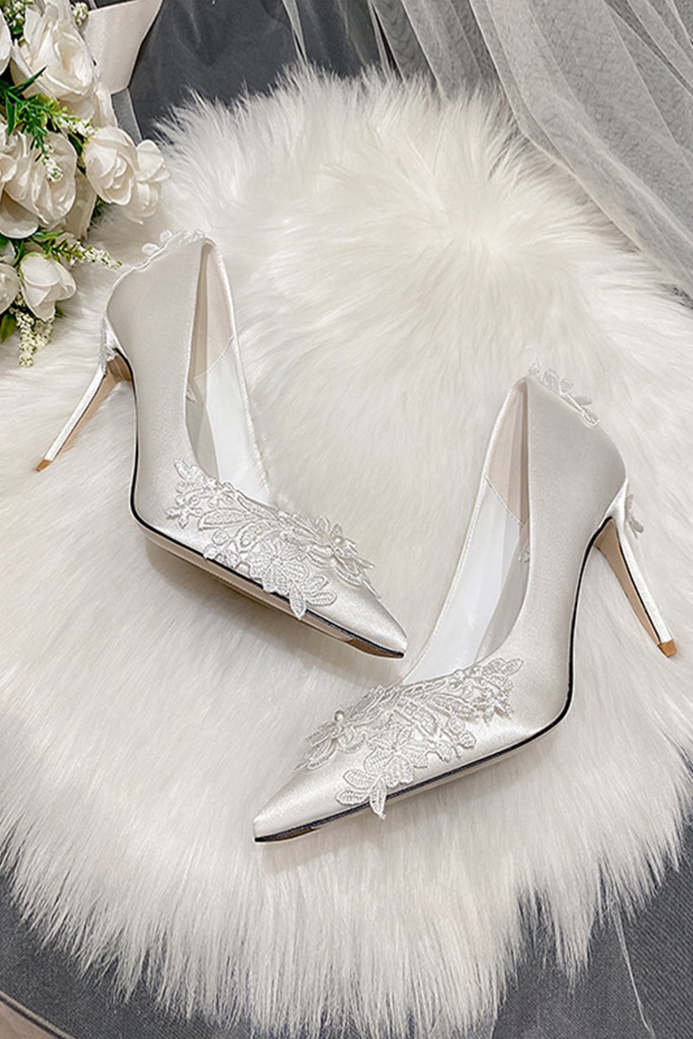 Stiletto Heel 9cm Satin Heels Bridal Shoes CK0113