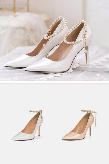Stiletto Heel 9cm Satin Heels Bridal Shoes CK0114 - COCOMELODY