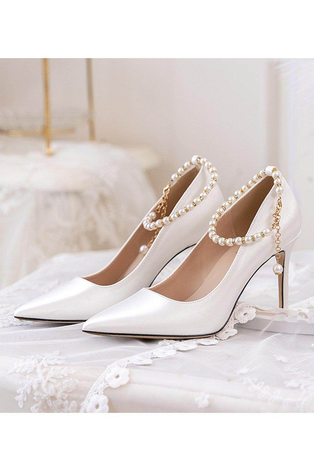 Stiletto Heel 9cm Satin Heels Bridal Shoes CK0114 - COCOMELODY