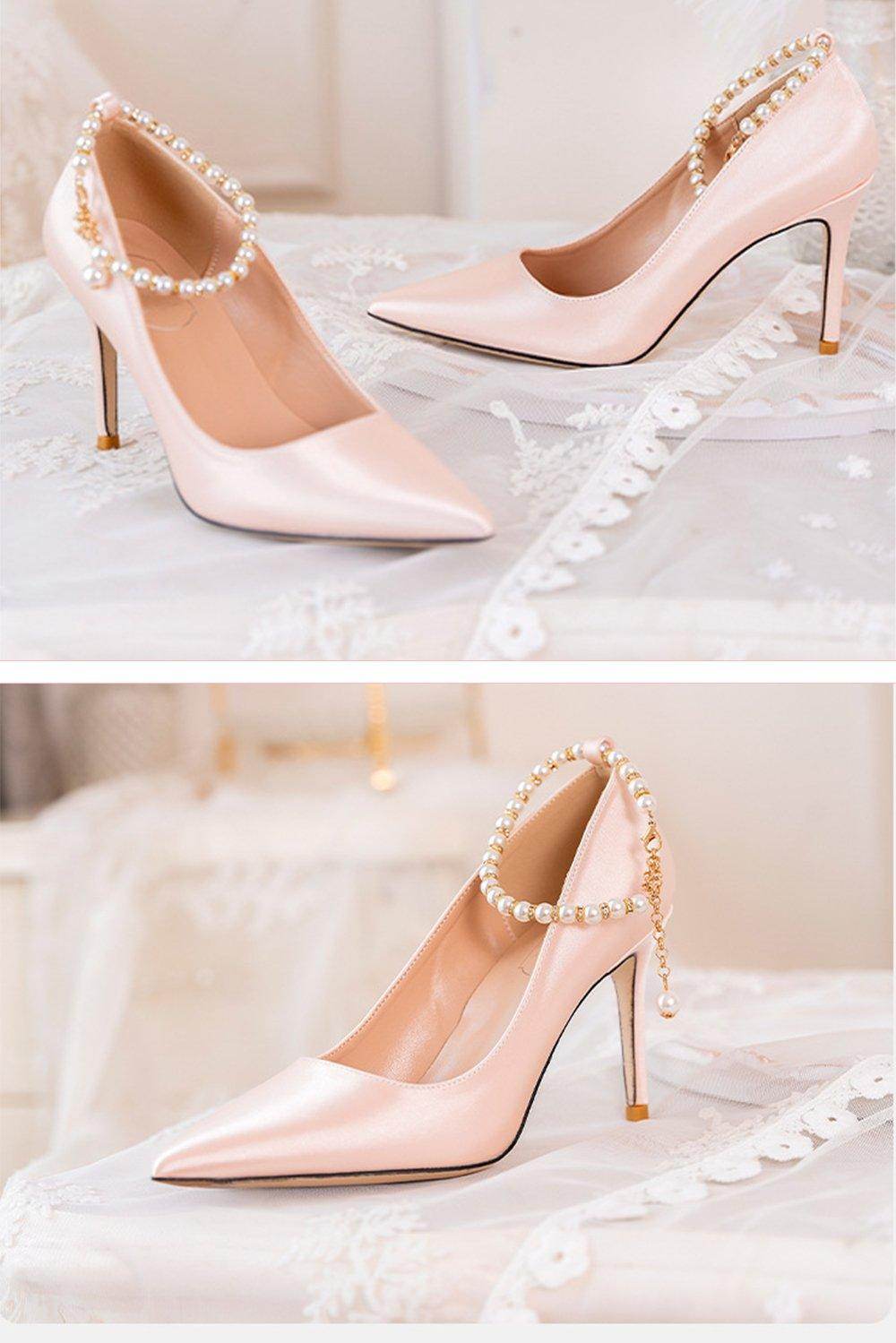 Stiletto Heel 9cm Satin Heels Bridal Shoes CK0114 - COCOMELODY