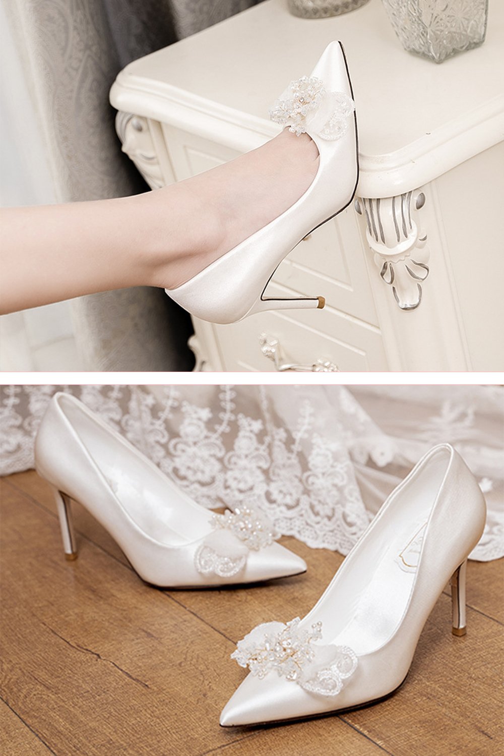 Stiletto Heel 9cm Satin Heels Bridal Shoes CK0118