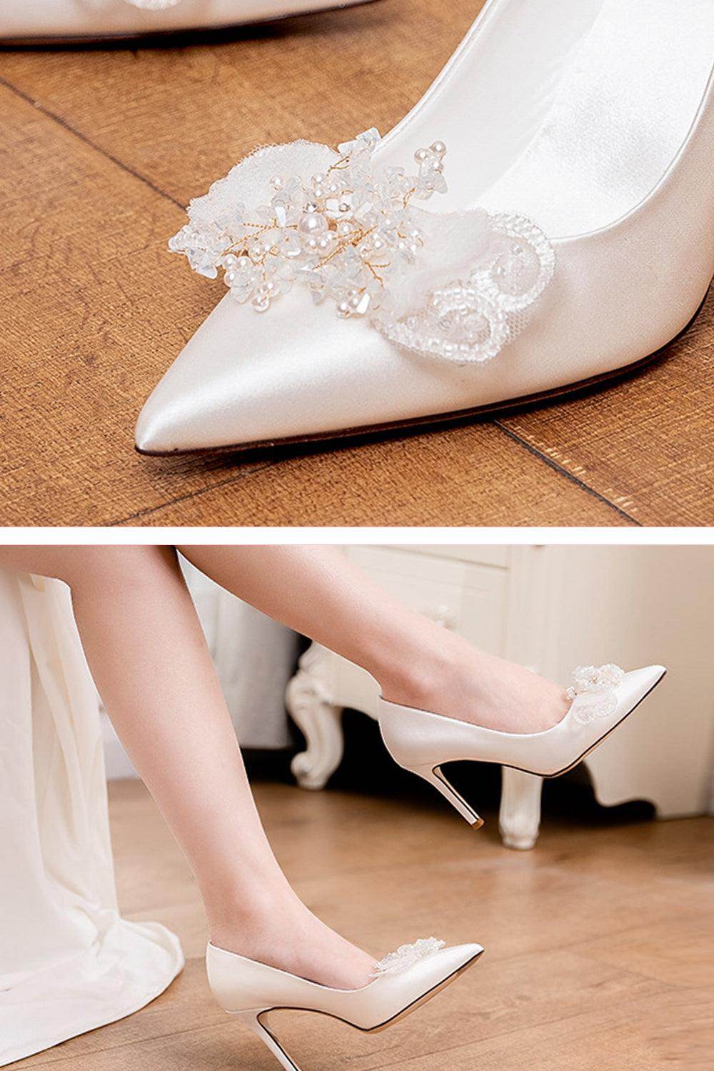 Stiletto Heel 9cm Satin Heels Bridal Shoes CK0118 - COCOMELODY