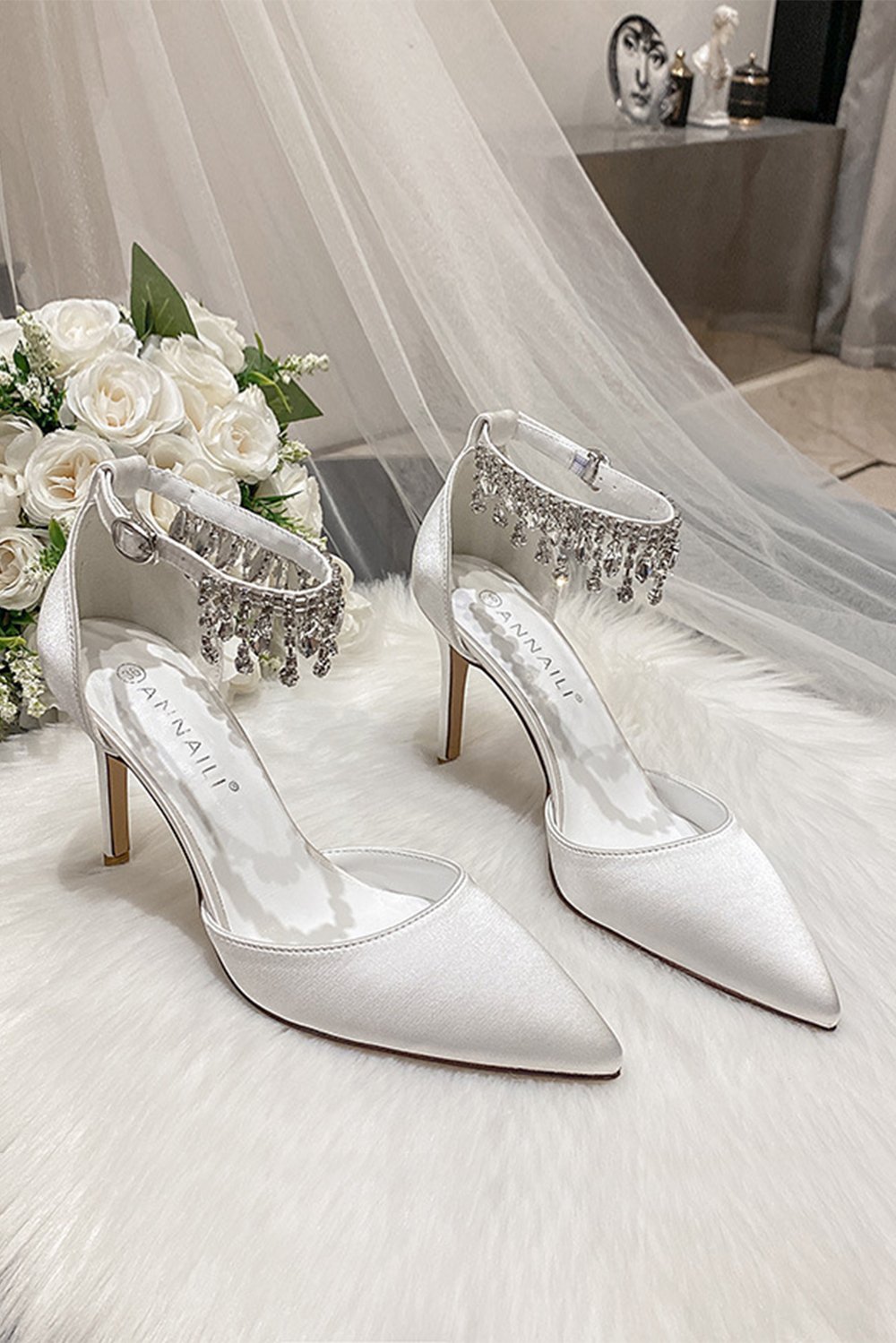 Stiletto Heel 9cm Satin Heels Bridal Shoes CK0119