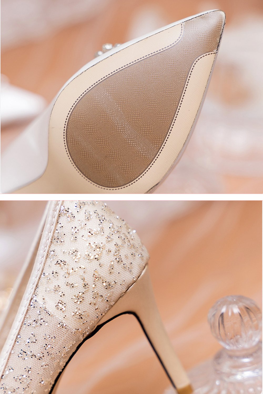 Stiletto Heel 8cm Tulle Heels Bridal Shoes CK0121