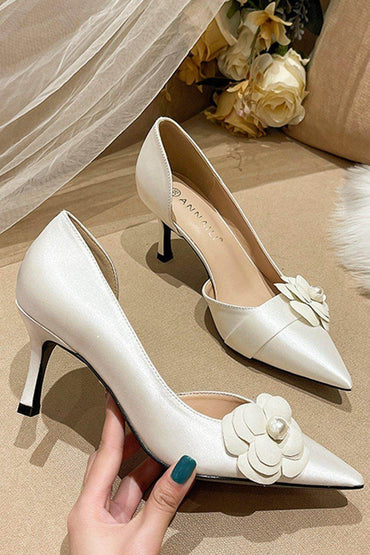 Stiletto Heel 7cm Satin Heels Bridal Shoes CK0122 - COCOMELODY