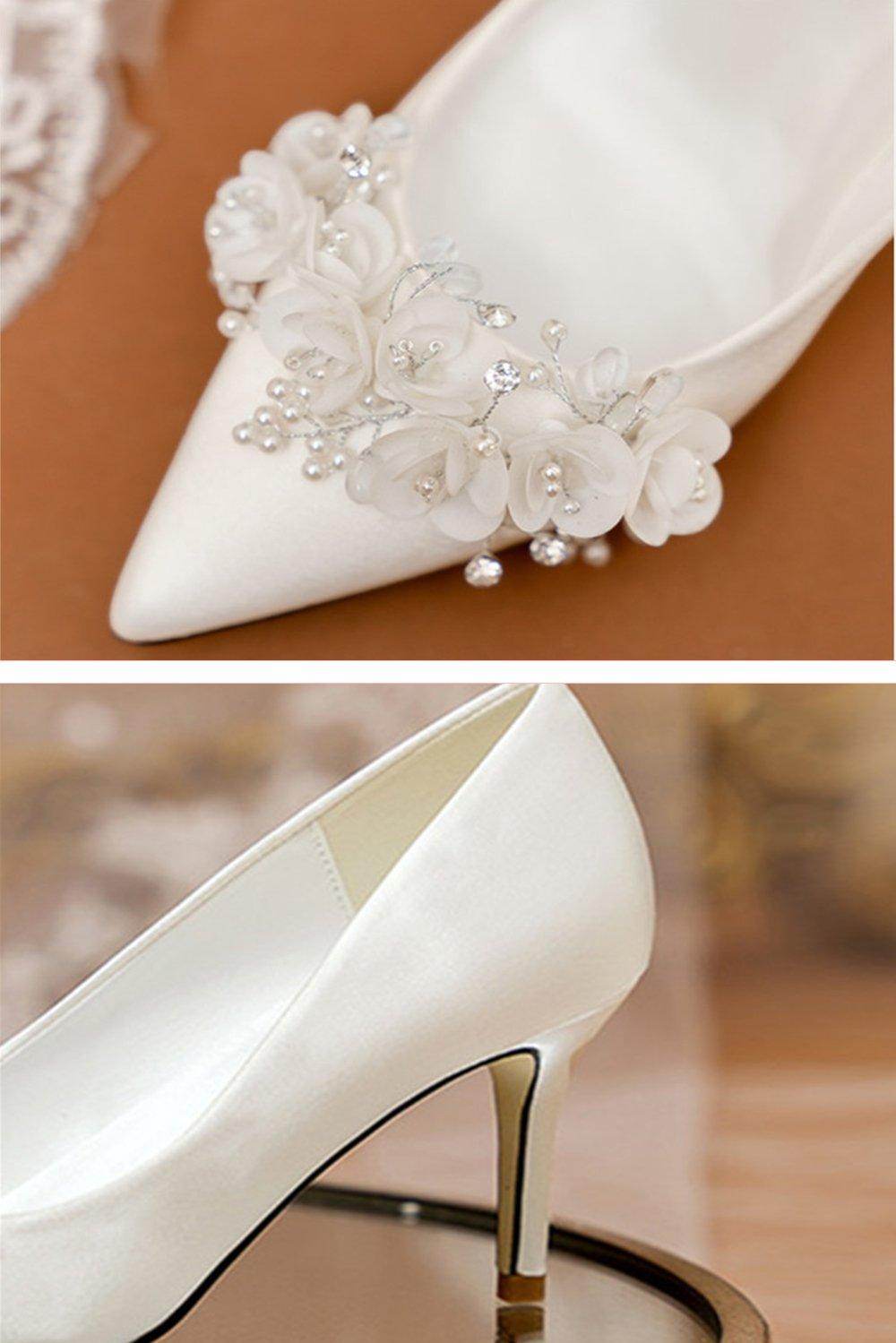Stiletto Heel 7cm Satin Heels Bridal Shoes CK0127 - COCOMELODY