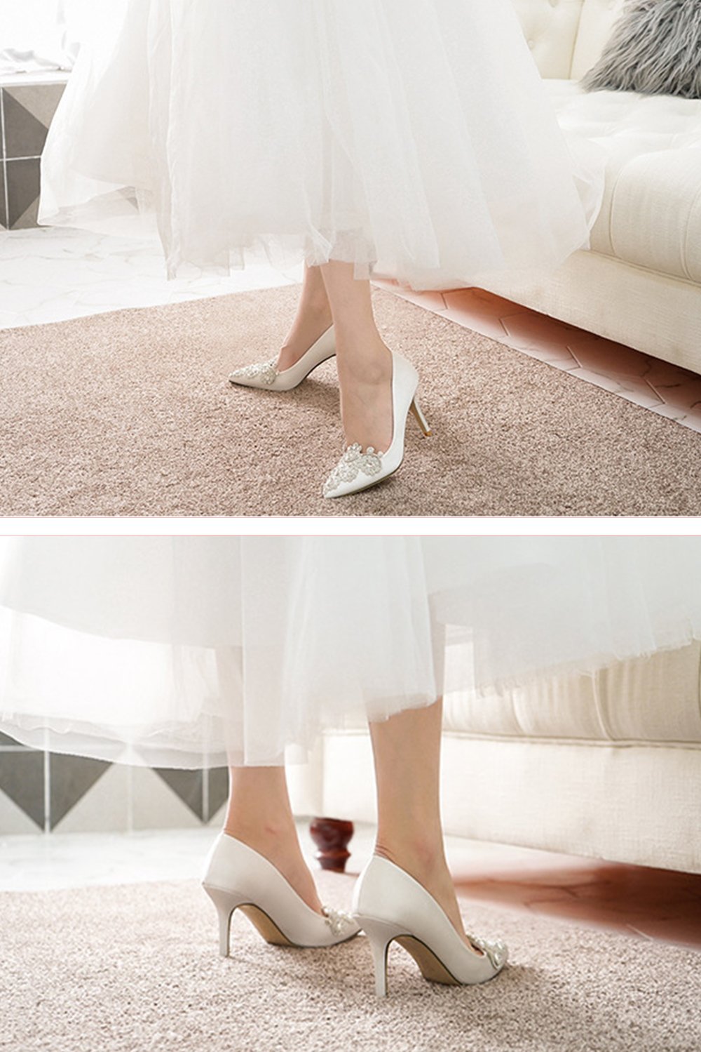 Stiletto Heel 9cm Satin Heels Bridal Shoes CK0128