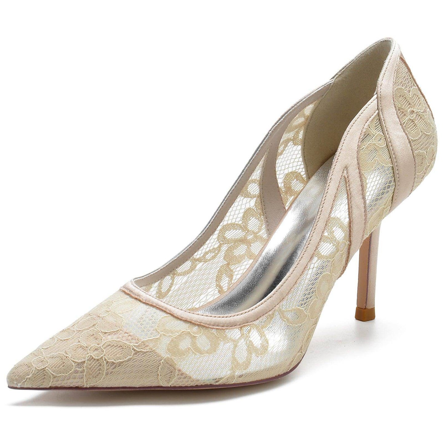 Stiletto Heel 8.5cm Silk-Like Lace Shoes CK0139 - COCOMELODY