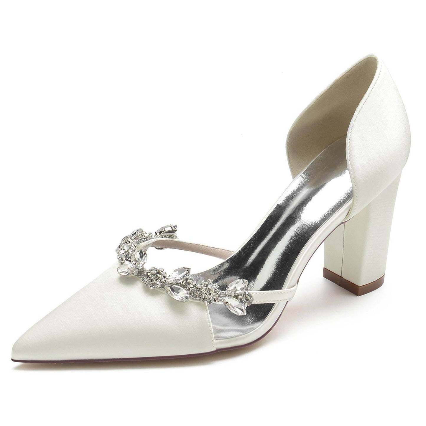 Chunky Heel 8.5cm Silk-Like Shoes CK0186 - COCOMELODY