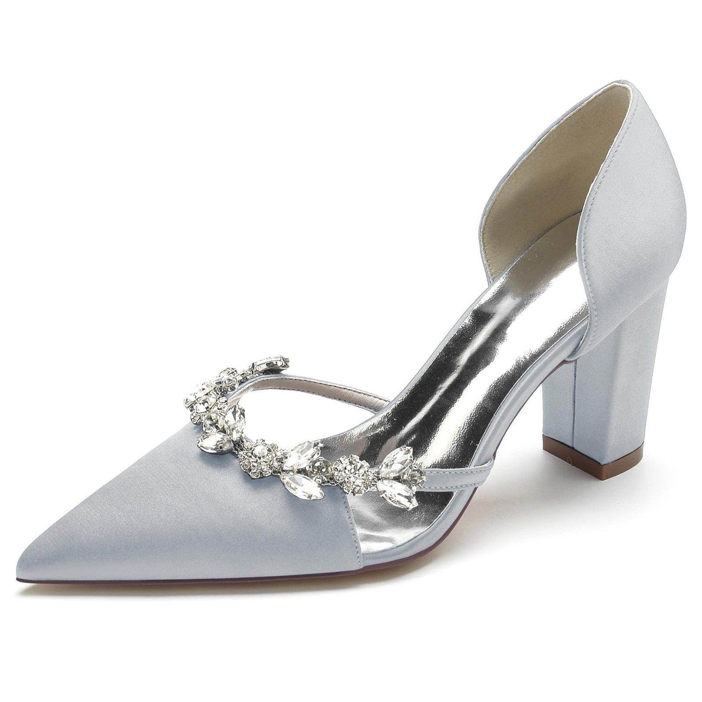 Chunky Heel 8.5cm Silk-Like Shoes CK0186 - COCOMELODY