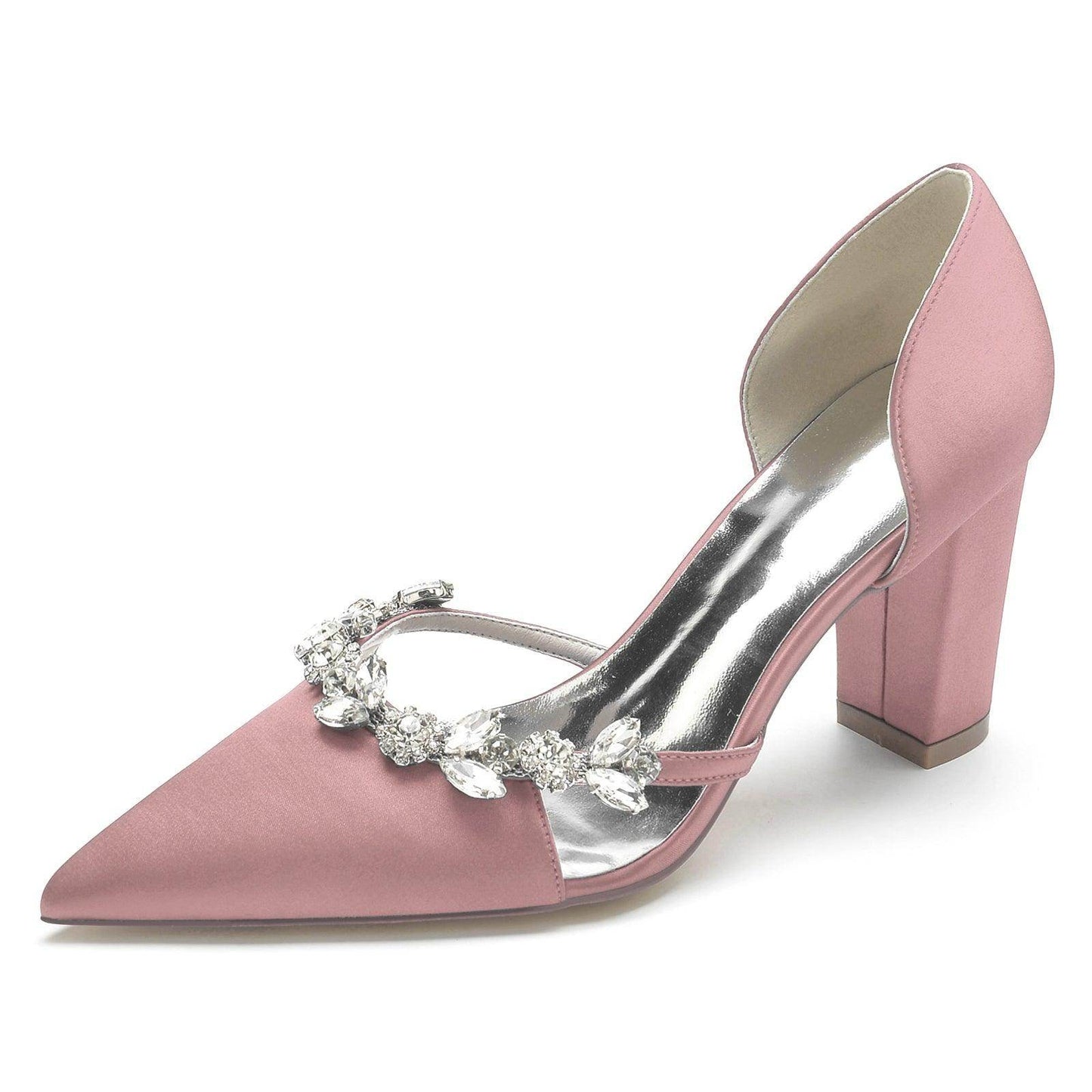 Chunky Heel 8.5cm Silk-Like Shoes CK0186 - COCOMELODY