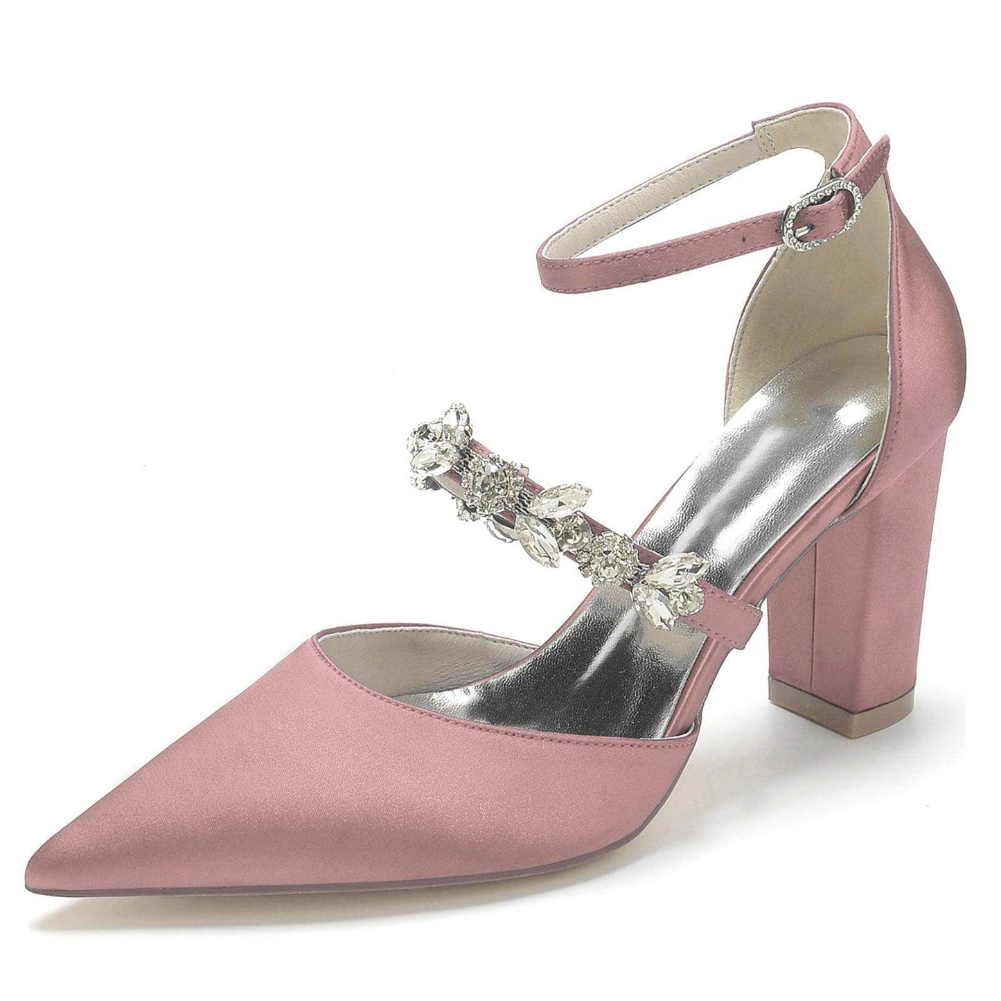 Chunky Heel 8.5cm Silk-Like Shoes CK0187 - COCOMELODY