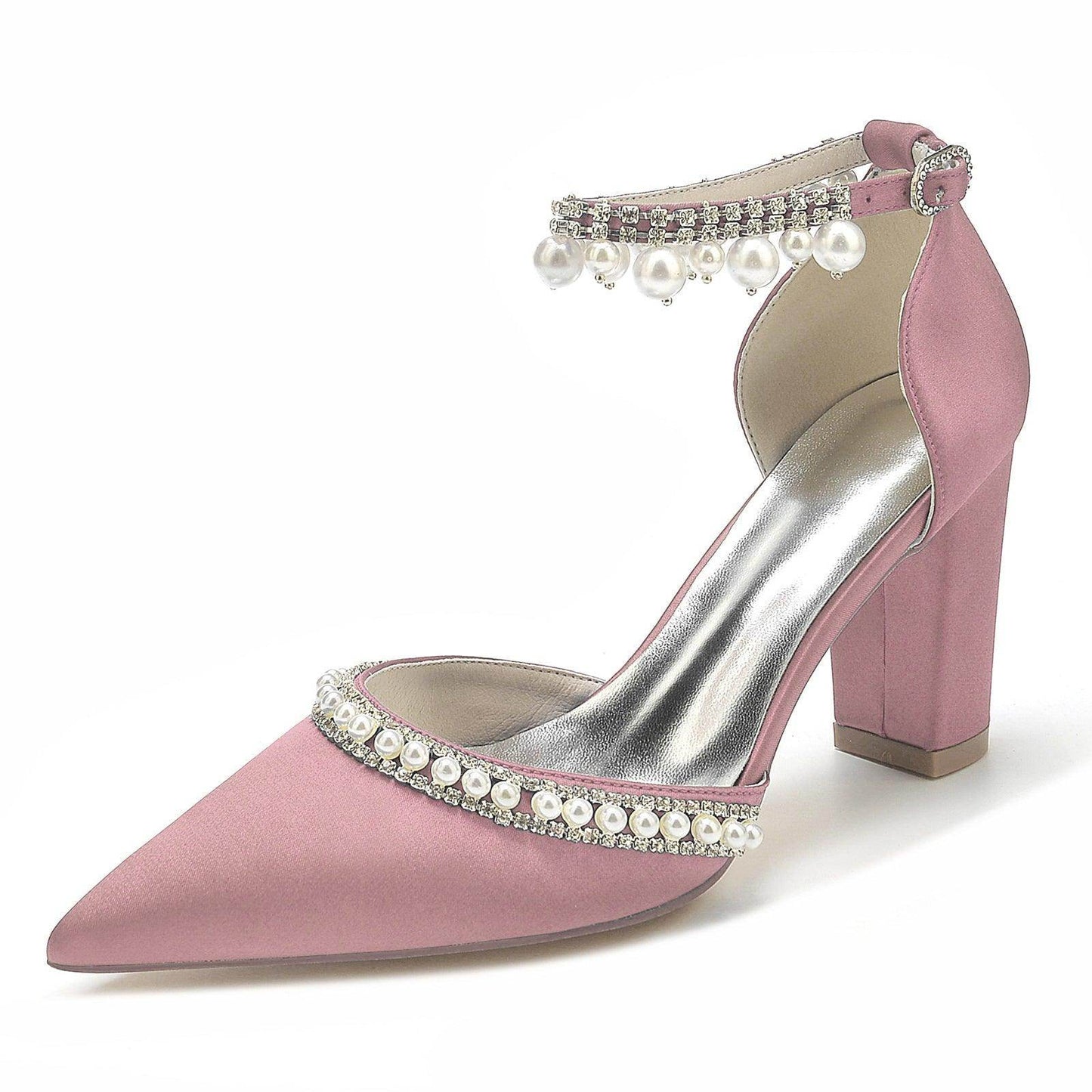 Chunky Heel 8.5cm Silk-Like Shoes CK0190 - COCOMELODY