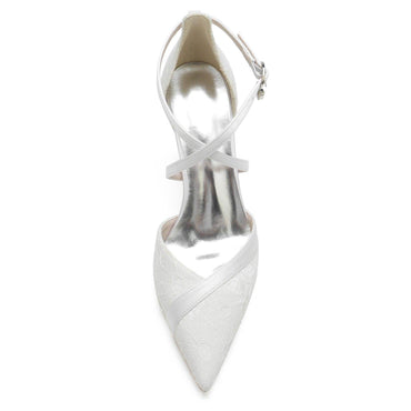 Chunky Heel 8.5cm Silk-Like Lace Shoes CK0191 - COCOMELODY