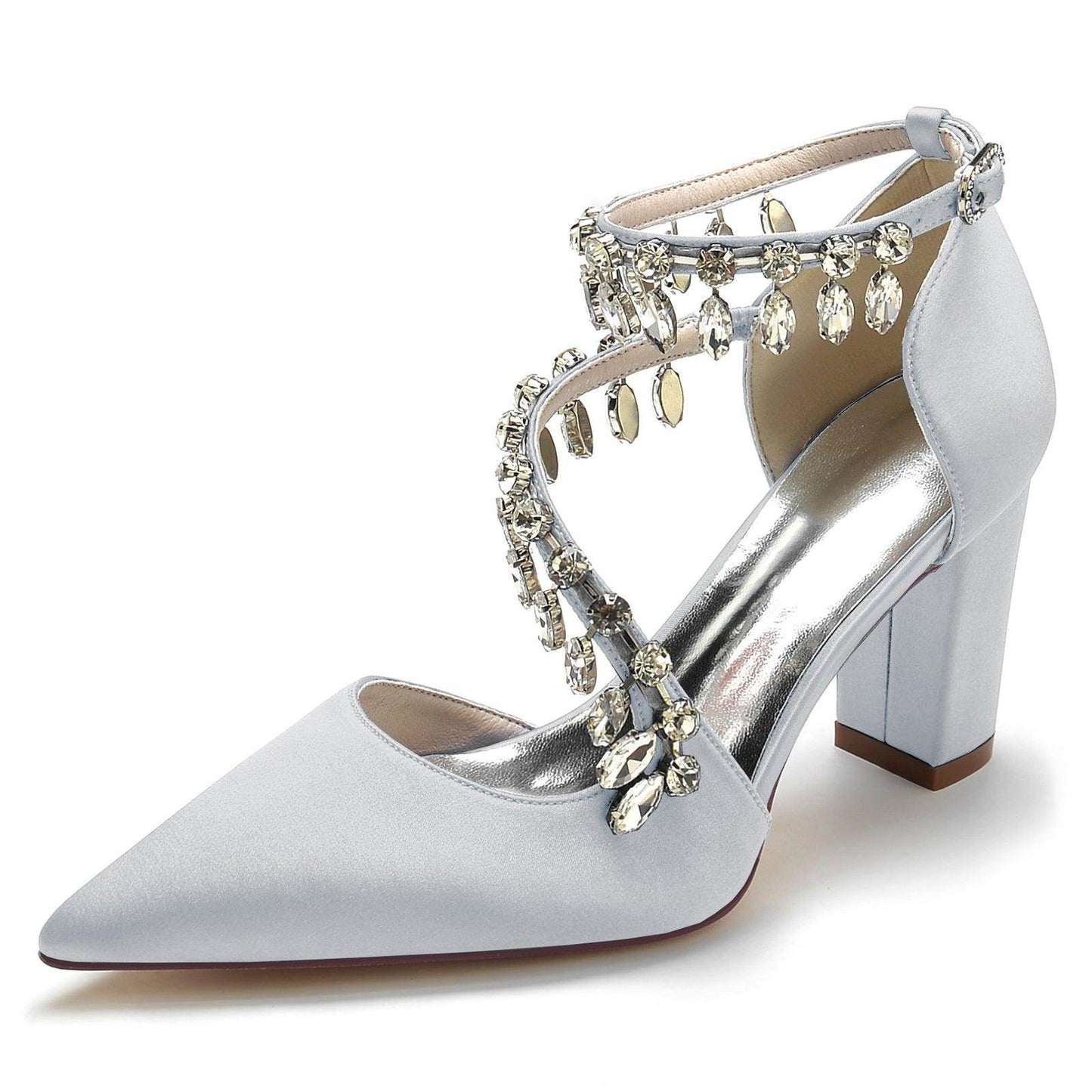 Chunky Heel 8.5cm Silk-Like Shoes CK0195 - COCOMELODY