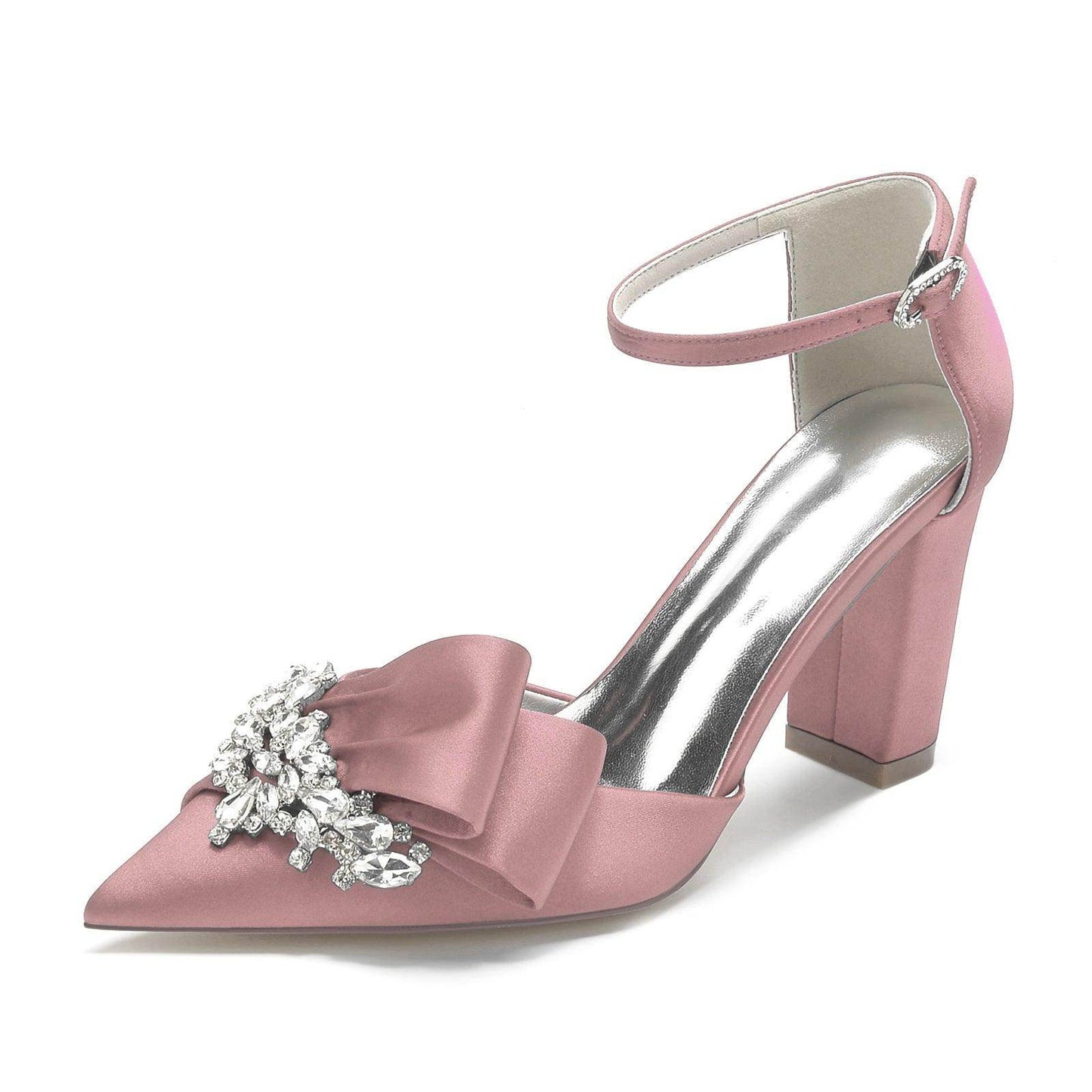 Chunky Heel 8.5cm Silk-Like Shoes CK0196 - COCOMELODY