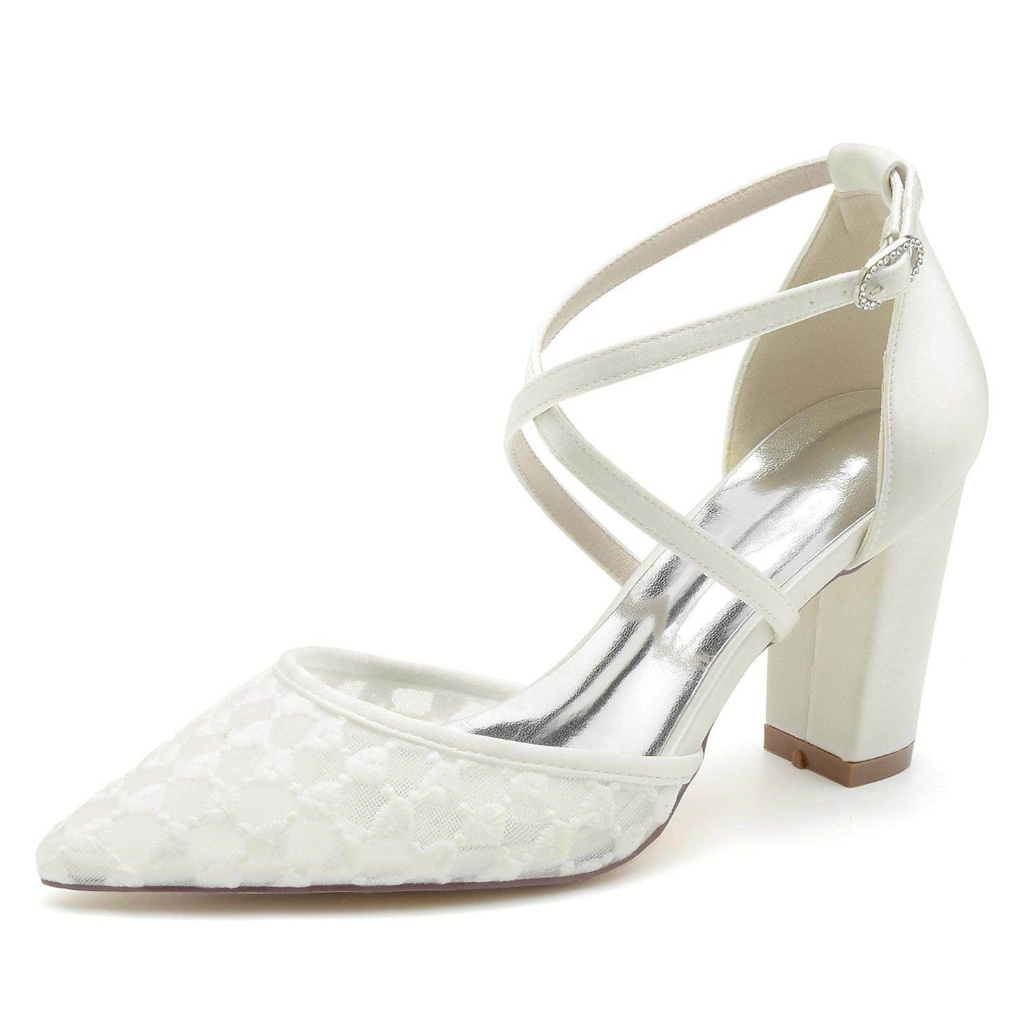Chunky Heel 8.5cm Tulle Shoes CK0199 - COCOMELODY